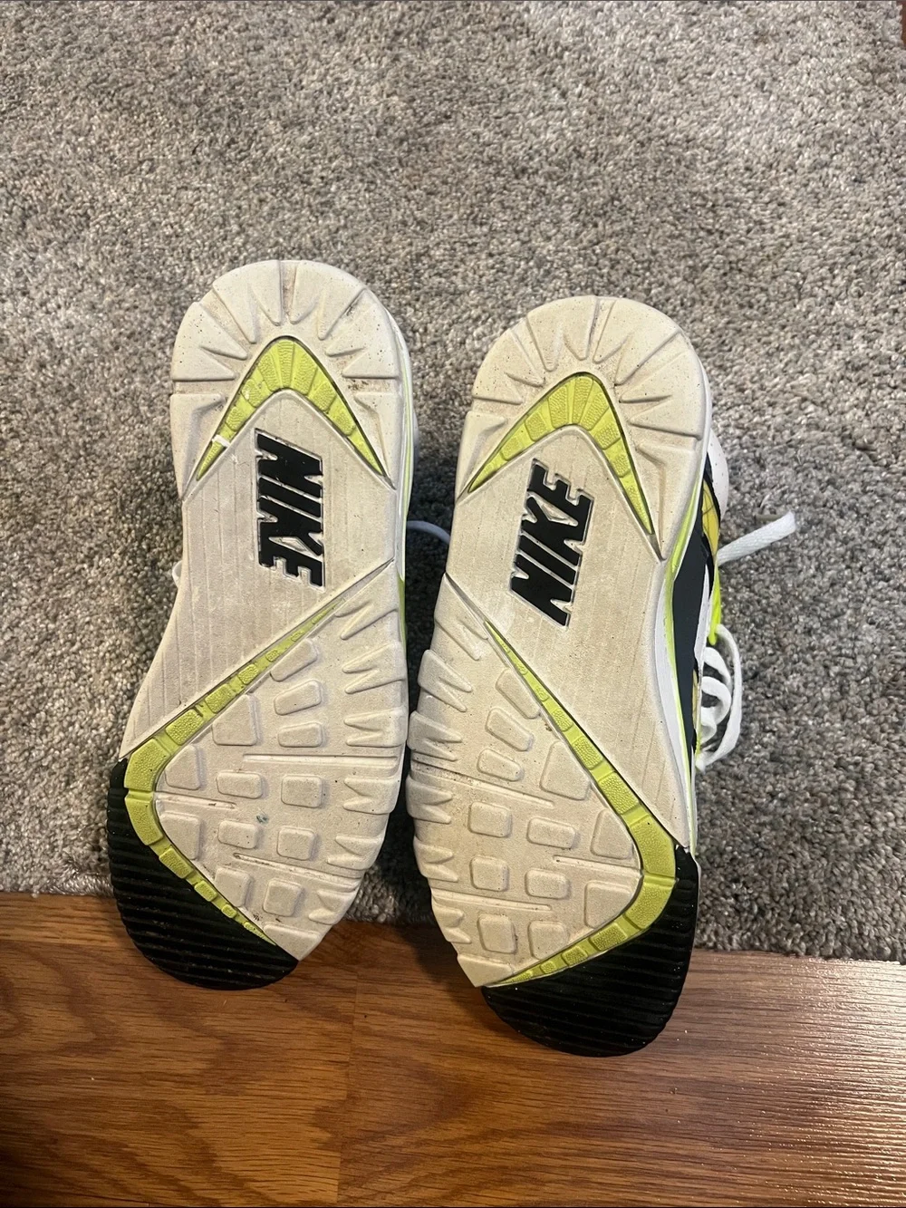 Nike White and Neon Green High-Top Sneakers - Picture 3 of 4